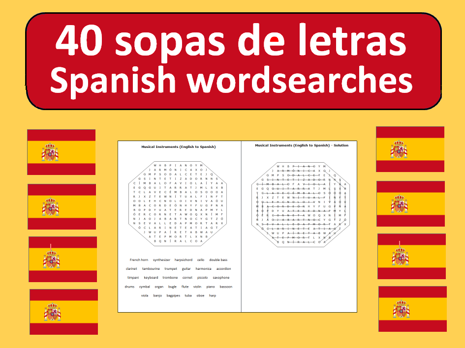 40 Spanish word search puzzles